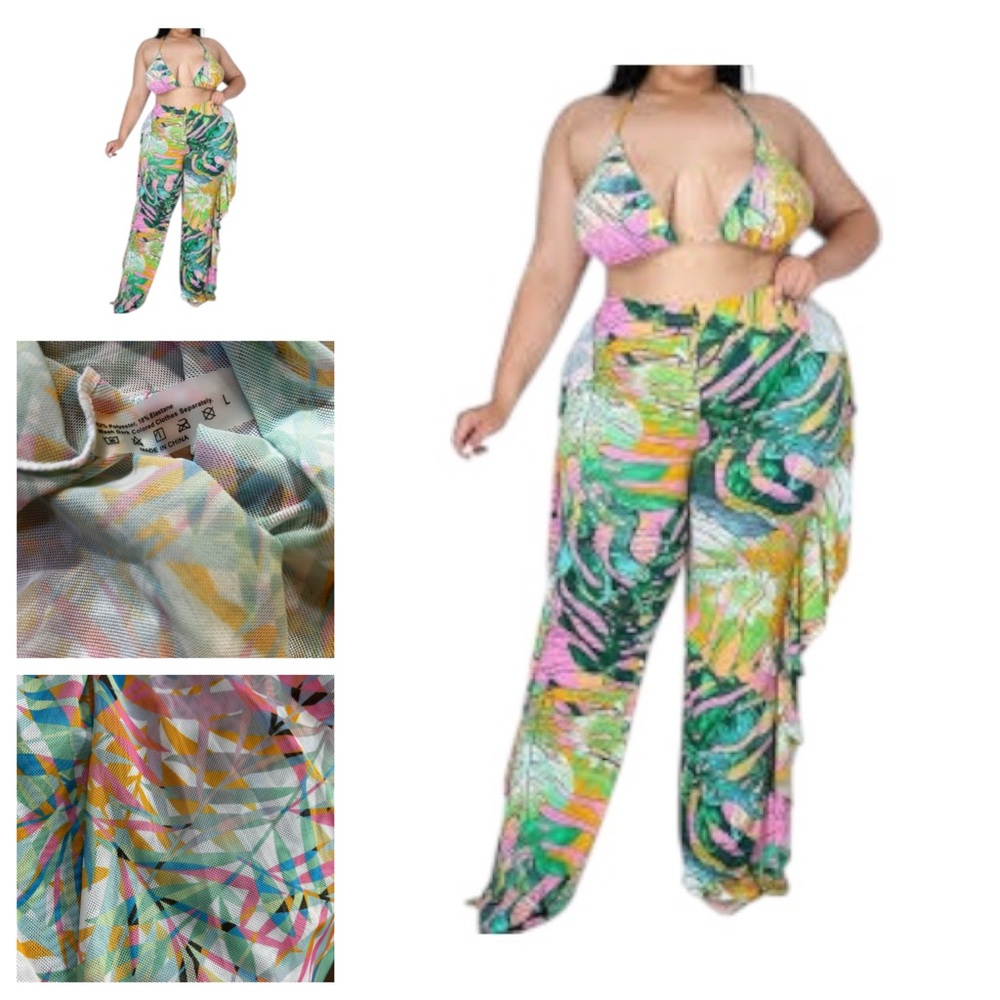 Pool-Side Cover-Up High Waisted pants spaghetti top size L